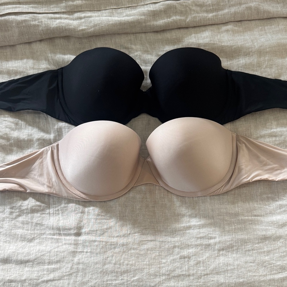 Victoria's Secret Strapless Convertible Bra Duo in Black and Nude